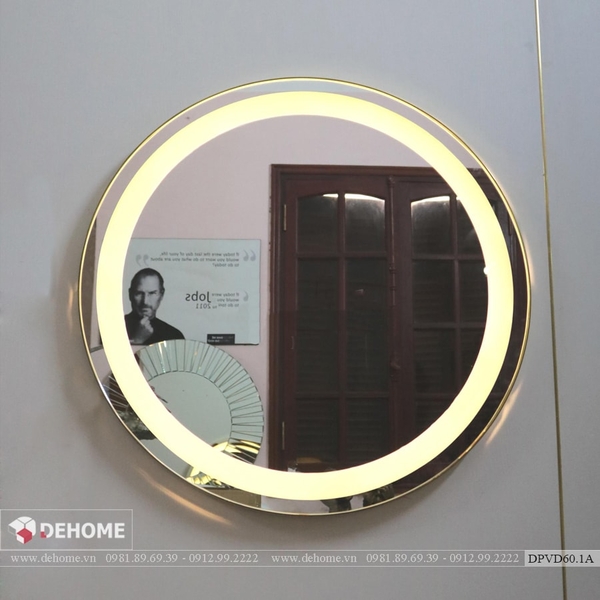 Gương Nhà Tắm Hình Tròn Có Đèn Led Viền Mạ PVD Cao Cấp - DPVD60.2C