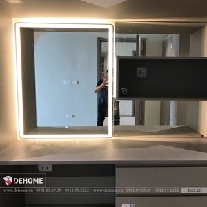 Gương chữ nhật bàn trang điểm có đèn led cao cấp Dehome - D68.2G