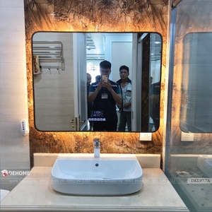 Gương khung inox mạ PVD có đèn led và loa bluetooth nghe nhạc Dehome cao cấp - DPVD97.7A