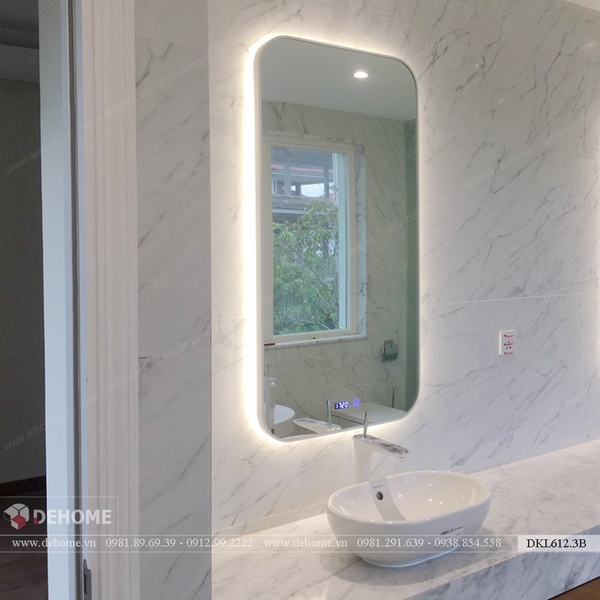 Gương phòng tắm khung sơn tĩnh điện trắng cao cấp Dehome - DKL612.3B