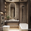 Gương bầu dục khung inox 304 mạ PVD màu vàng Dehome - DPVD516.1A