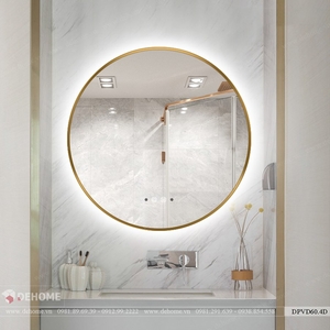 Gương tròn khung inox mạ PVD màu vàng Dehome - DPVD60.4D