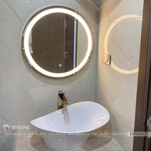 Gương Nhà Tắm Hình Tròn Có Đèn Led Viền Mạ PVD Cao Cấp - DPVD60.2C