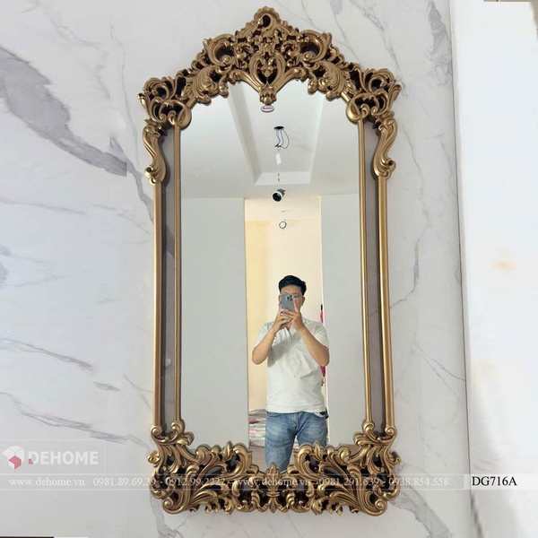 Gương Khung Gỗ Cổ Điển Treo Tường Cao Cấp Dehome - DG711A