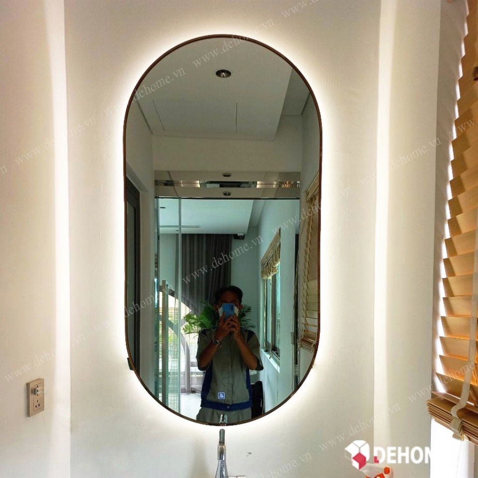 gương khung mạ pvd đèn led cao cấp