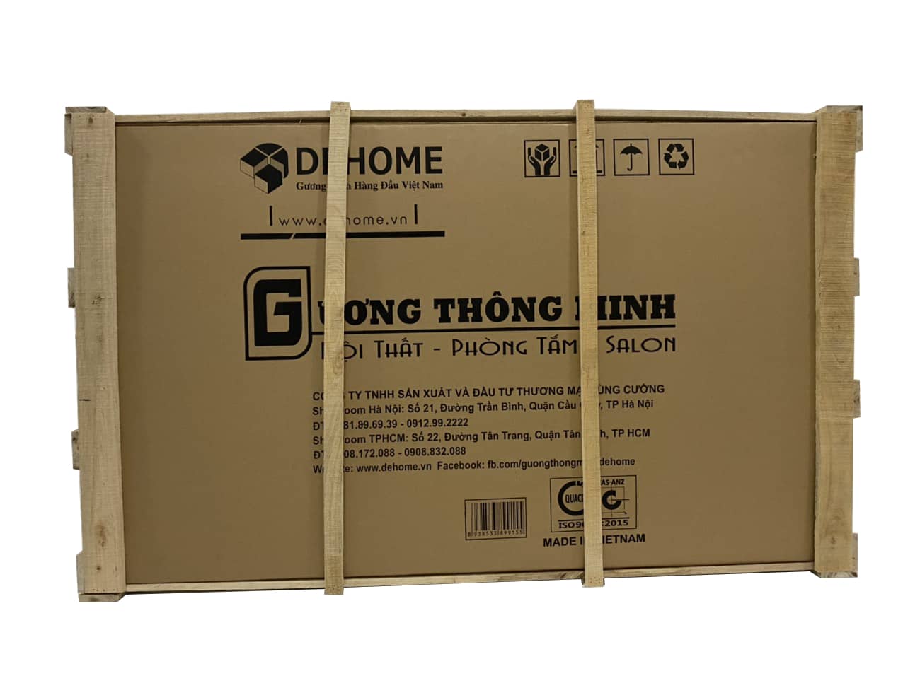 đóng gói sản phẩm gương soi nhà tắm khung sơn tĩnh điện có đèn led