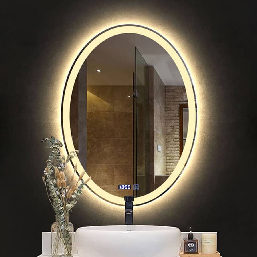 gương oval phòng tắm có đèn led