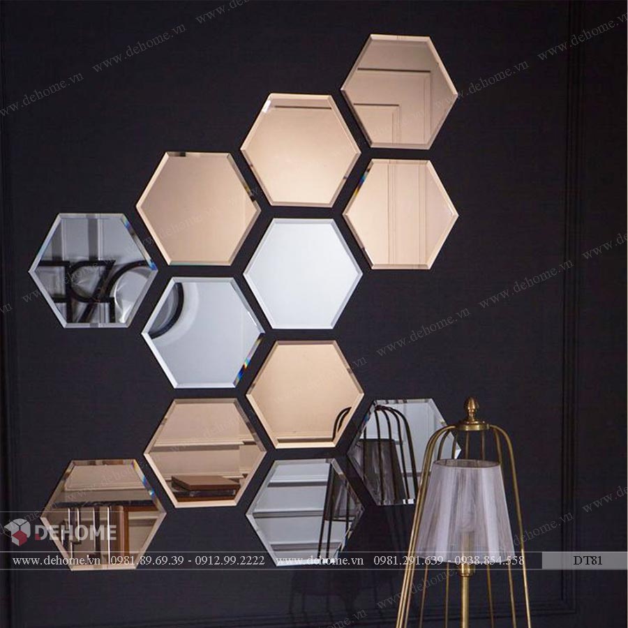 gương dán tường hình lục giác