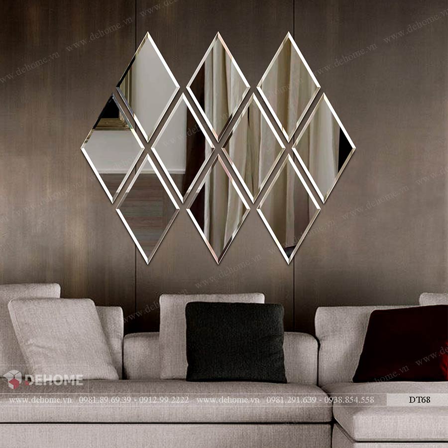 gương dán tường hình quả trám