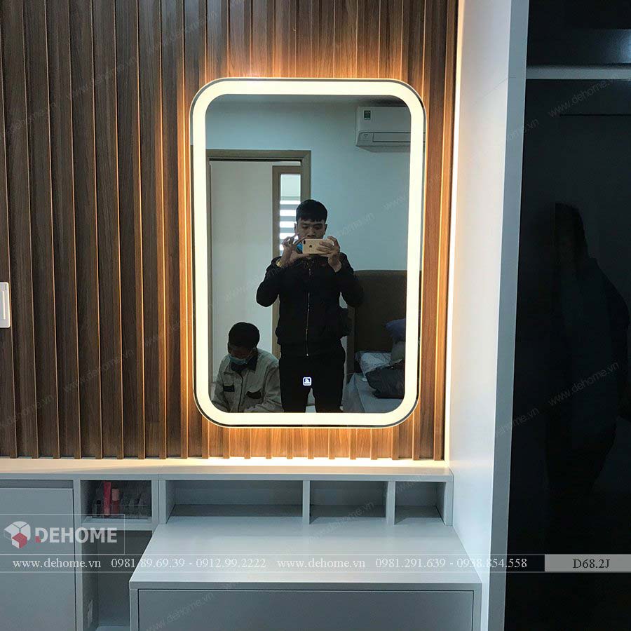 gương đèn led bàn trang điểm hình chữ nhật