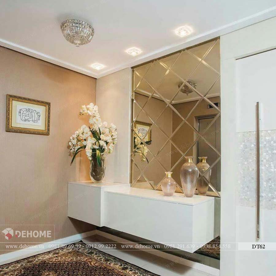 gương trang trí dán tường màu trắng cao cấp