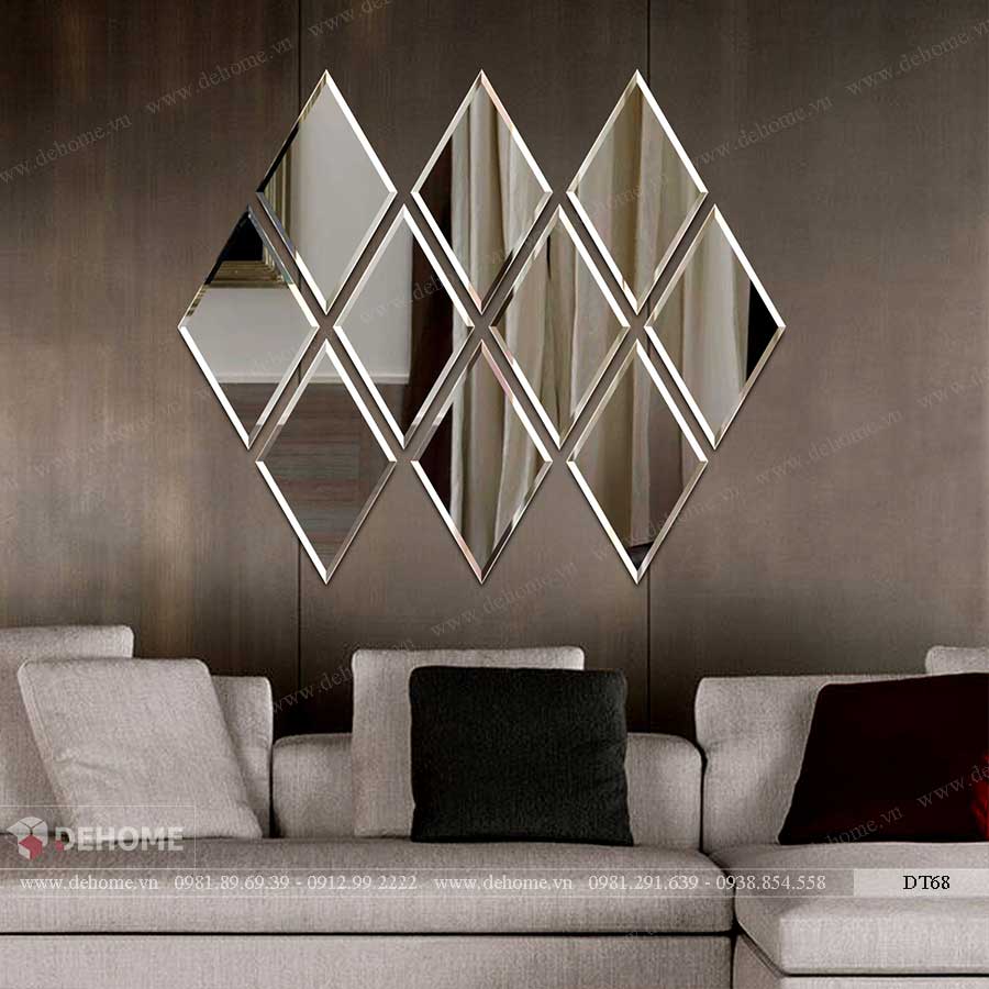 gương ghép dán tường hình quả trám