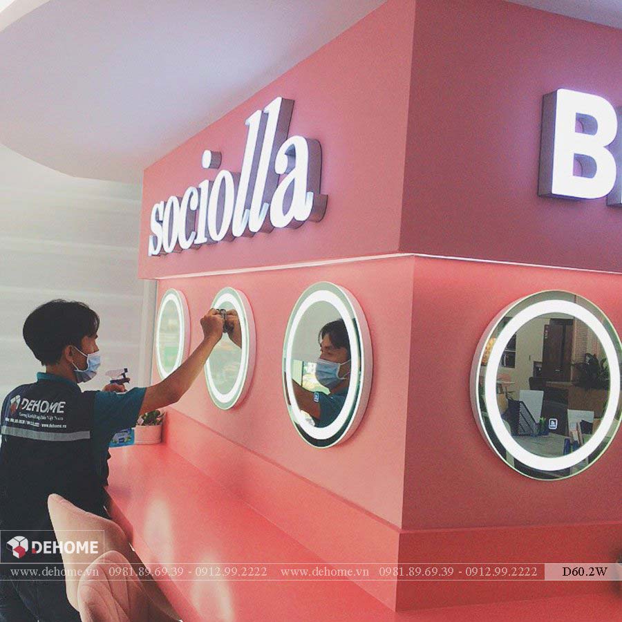 gương salon tròn đèn led cao cấp