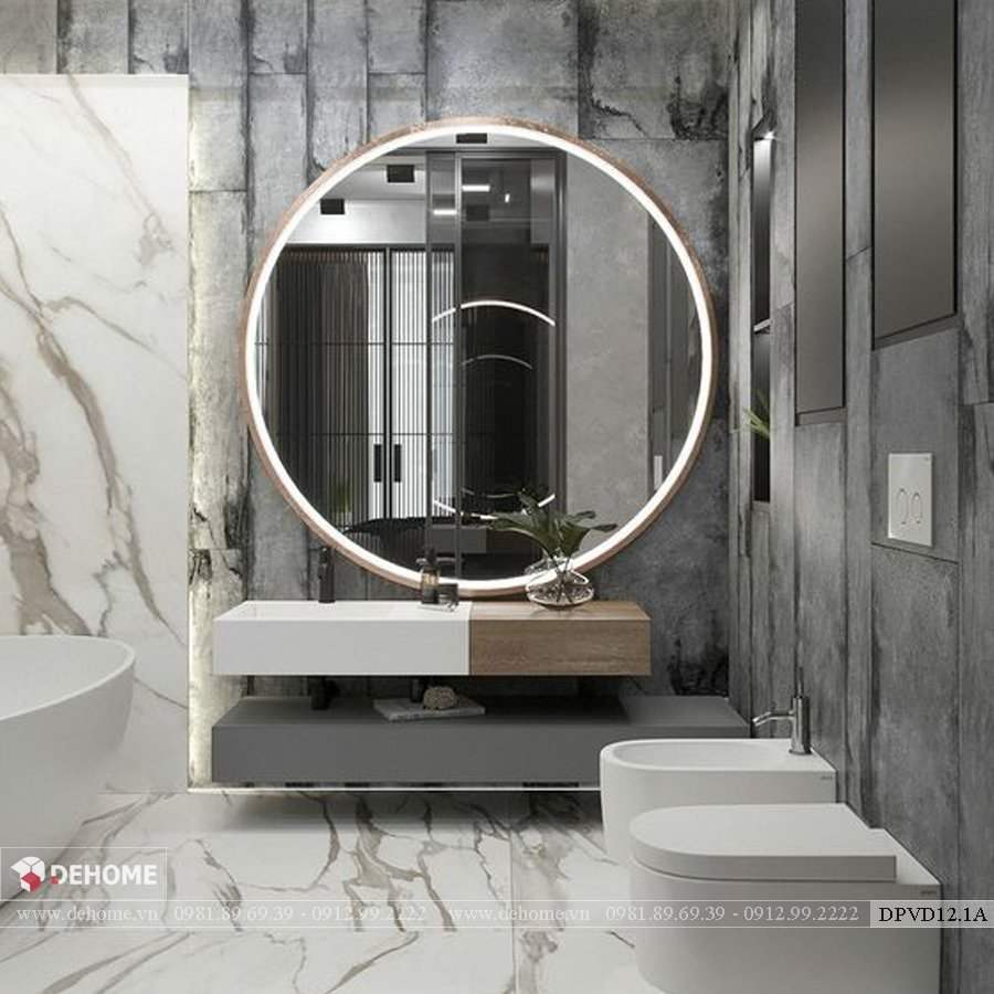 Gương trong khung inox mạ pvd lắp đặt trong phòng tắm