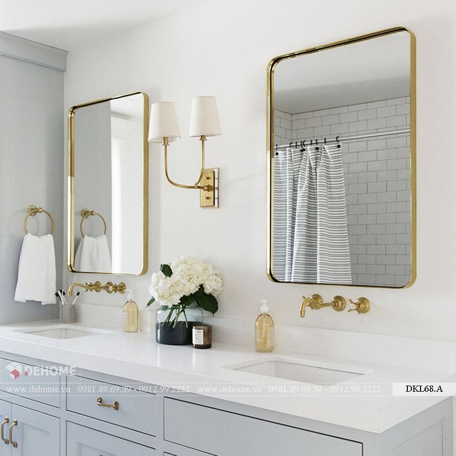 Bộ hai gương nhà tắm cao cấp mạ pvd